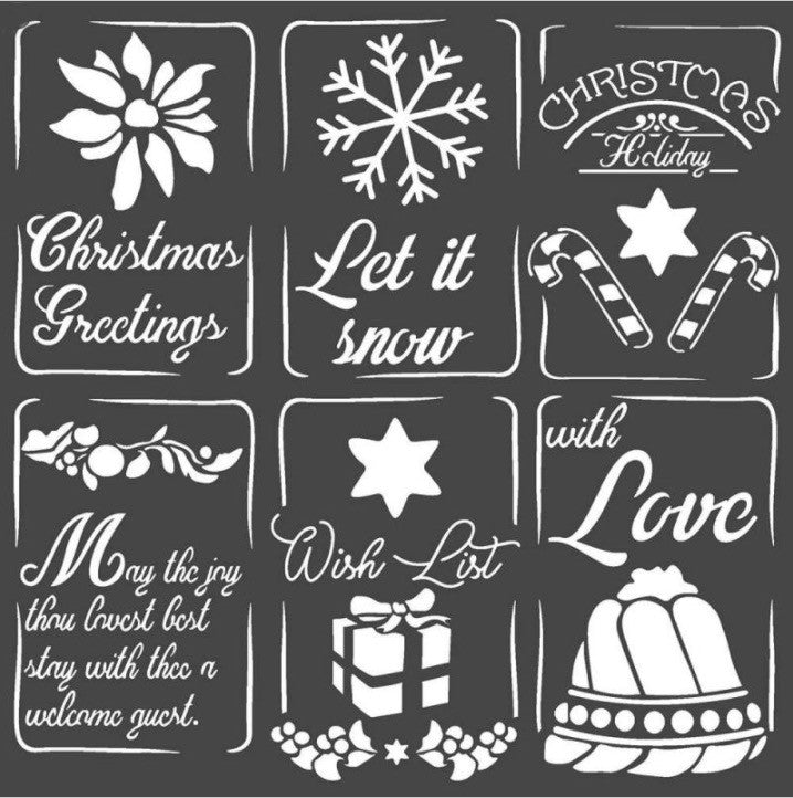 Stamperia dikke kerstlabels stencil